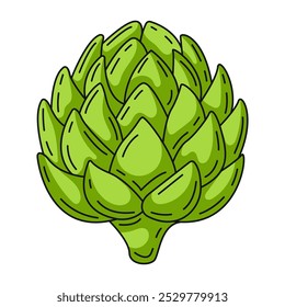 Artichoke, colorful linear icon. Farm seasonal vegetable, vector outline green veggies, color illustration. Healthy nutrition, organic food, natural product. Symbol for sticker, logo, print