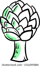 Artichoke drawing, illustration, vector on white background.