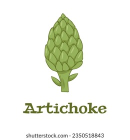 Artichoke green flower heads vector illustration. Food artichoke on a white background