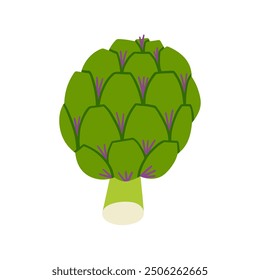 Alcachofa dibujada a mano Ilustración vectorial plana. Impresión vegetal fresca para la cocina, menú, diseño del paquete de la comida. Producto orgánico saludable.