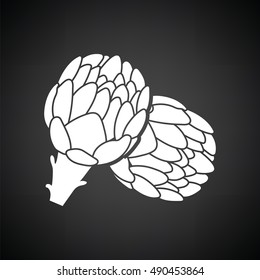 Artichoke icon. Black background with white. Vector illustration.