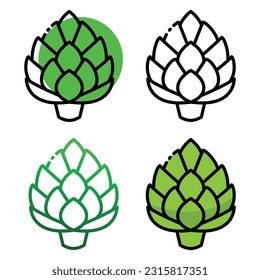 Artichoke icon design in four variation color