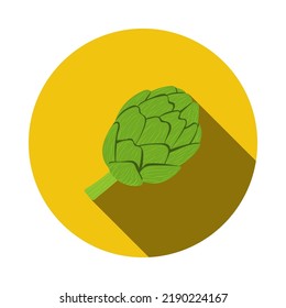 Icono de alcachofa. Diseño De Esténcil De Círculo Plano Con Sombra Larga. Ilustración vectorial.