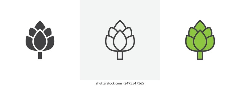 Artichoke icon symbol collection on white background.