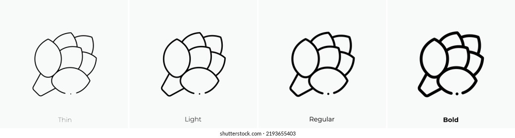 icono de alcachofa. Diseño delgado, ligero y audaz aislado en un fondo blanco