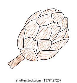Artichoke Icon. Thin Line With Orange Fill Design. Vector Illustration.