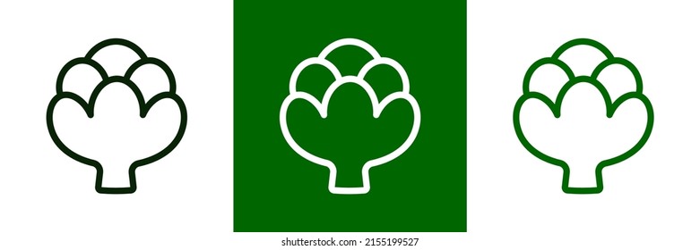 Artichoke Icon. Vector Set Artichoke in Line style. Isolated Vegetable Logo.