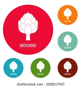 Artichoke icons circle set vector isolated on white background