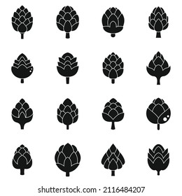 Artichoke icons set simple vector. Bio food. Fresh organic