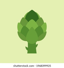 Artichoke isolated color background. Green artichoke icon. Organic fresh vegetable. vegetables, healthy food, nutrients, diet. Vitamins and minerals. Health benefits of artichoke.