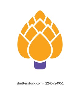 Artichoke isolated design vector glyph icon. Vegetable sign. Graph symbol for food and drinks web site, apps design, mobile apps and print media, logo, UI