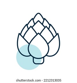 Artichoke isolated design vector icon. Vegetable sign. Graph symbol for food and drinks web site, apps design, mobile apps and print media, logo, UI