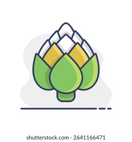 Artichoke isolated design vector icon. Vegetable sign. Graph symbol for food and drinks web site, apps design, mobile apps and print media, logo, UI