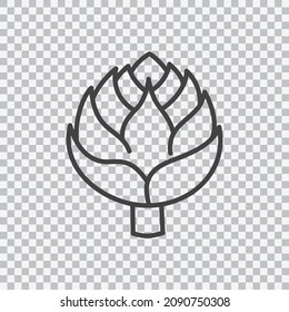 Artichoke line icon. Vector isolated on transparent background.