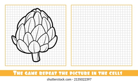 Artichoke linear drawing the game repeat the picture in the cells
