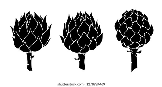 Artichoke logo set, vector isolated