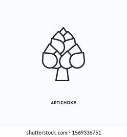 artichoke outline icon. Simple linear element illustration. Isolated line artichoke icon on white background. Thin stroke sign can be used for web, mobile and UI.