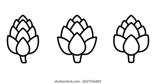 Paquete de diseño de contorno de alcachofa o icono de línea.