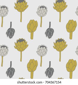 Artichoke plant pattern.Vector seamless pattern with hand drawn illustration.
