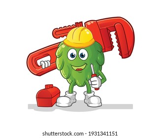 artichoke plumber cartoon. cartoon mascot vector