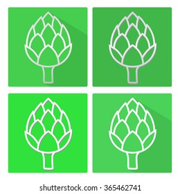 Artichoke. A set of flat icons with shadows. Vector image.