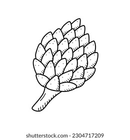 Artichoke sketch doodle icon, vector single vegetable on a white background.
