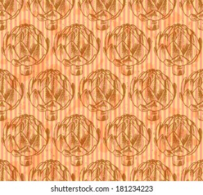 Artichoke sketch, vector seamless pattern
