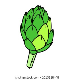 Artichoke vector illustration. Doodle style. Design, print, logo, decor, textile, paper.