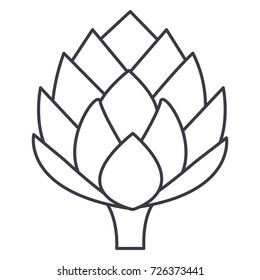 artichoke vector line icon, sign, illustration on background, editable strokes