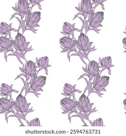 Artichoke vector seamless pattern on a white background. Handmade ink illustration. For fabric, wallpaper, cards and decoration.