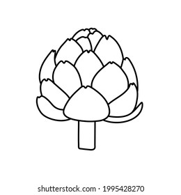 Artichoke. Vegetable sketch. Thin simple outline icon. Black contour line vector. Doodle hand drawn illustration
