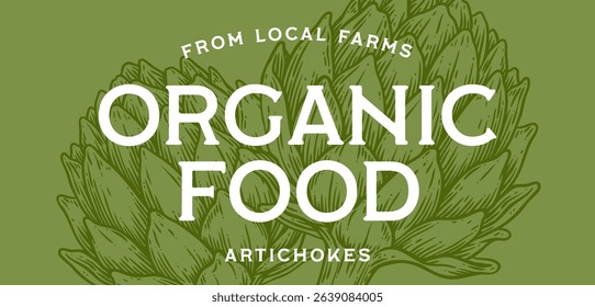 Artichoke, vegetable. Tag, label, sign, vintage retro print, black white artichoke drawing, sketch ink pencil draw, engrave old school style. Sketch artwork silhouette artichoke. Vector Illustration