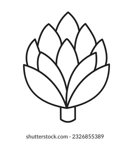 Artichoke vegetable vector icon illustration isolated on square white background. Simple flat cartoon vegetable healthy natural food ingredients drawing.