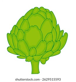 Ilustración vectorial vegetal de la alcachofa aislada en el fondo blanco