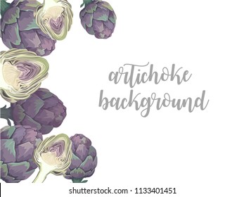 Artichokes background. Vector.  Place for your text.