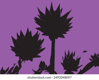 Artischocken und Biene abstrakte Silhouette