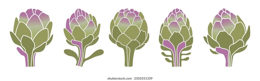 Artichokes colored clipart hand drawn vector illustration