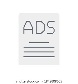 Icono de anuncio de artículo, para icono SEO en color, aislado en fondo blanco 