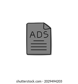 Icono de anuncio de artículo, para icono SEO en color, aislado en fondo blanco 