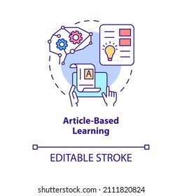 Article based learning concept icon. Information and content. Elearning abstract idea thin line illustration. Isolated outline drawing. Editable stroke. Roboto-Medium, Myriad Pro-Bold fonts used