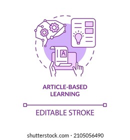 Article based learning purple concept icon. Information, content. Elearning abstract idea thin line illustration. Isolated outline drawing. Editable stroke. Roboto-Medium, Myriad Pro-Bold fonts used