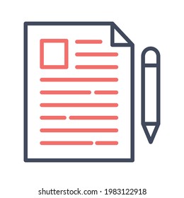 Artikel, Blog, Blogging Symbol Vektorbild. Kann auch für Seo und Web verwendet werden. Geeignet für den Einsatz in Web-Apps, mobilen Apps und Printmedien.