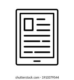 Article, Blog, Blogging, Tablet Icon Vector Image. Can Also Be Used For Seo And Web. Suitable For Use On Web Apps, Mobile Apps And Print Media.