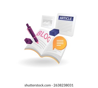 Article blog with book education concept illustration