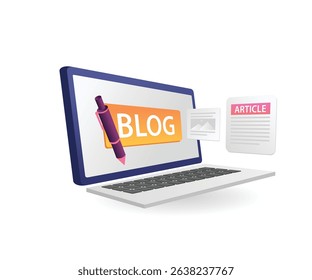 Article blog with laptop education concept illustration
