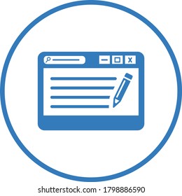 Article, blue content writing icon