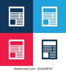 Minimaler Symbolsatz für Artikel blau und rot mit vier Farben