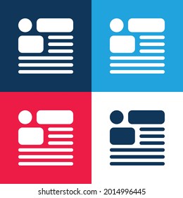 Article blue and red four color minimal icon set