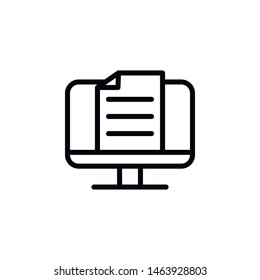 Article, computer icon. Element of Education icon. Thin line icon