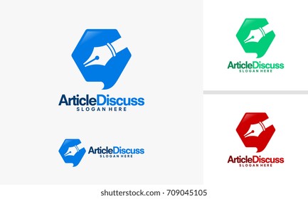 Article Discuss Logo template, Writer Discussion logo designs vector